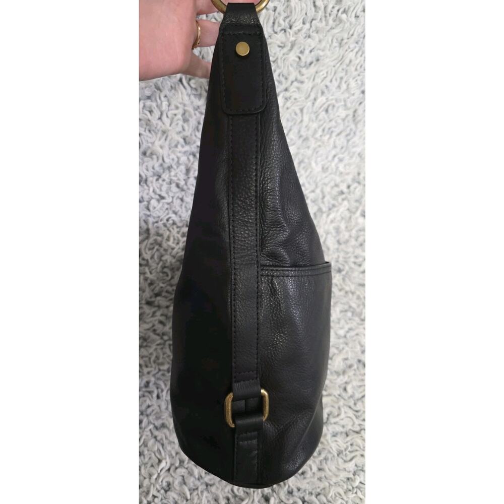 AMERICAN LEATHER CO Women Black Leather Hobo Shoulder Bag Slouchy Boho Casual - Picture 6 of 16
